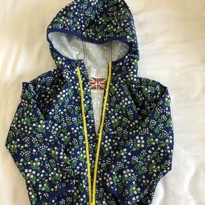 Mini Boden light rain jacket blue floral size 3-4Y